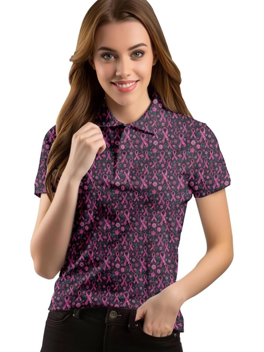 Women Breast Cancer Short Sleeve Quick Dry Tennis Shirts Athletic Yoga Tops Fit